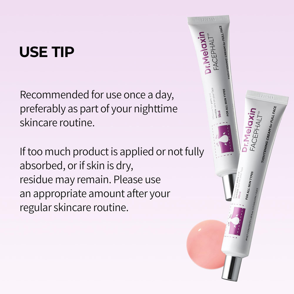 Dr. Melaxin Face Phalt Tightening Cream pink hue highlights gentle ingredients