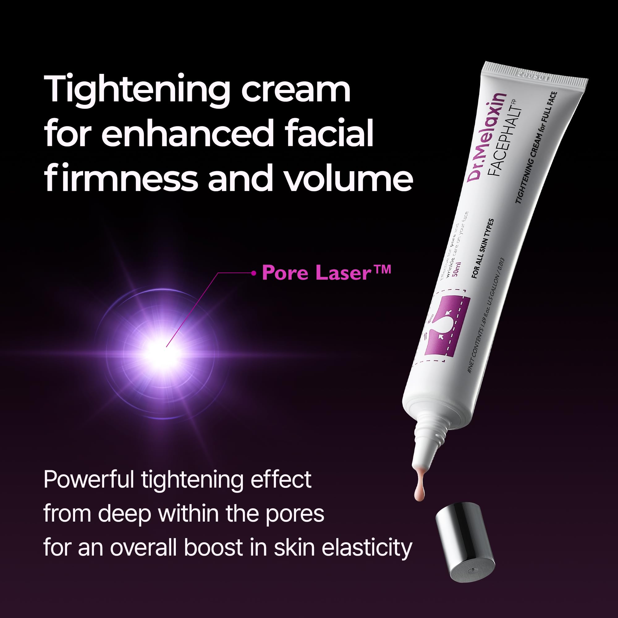 Dr. Melaxin Face Phalt Tightening Cream jar displays natural pink calamine hue