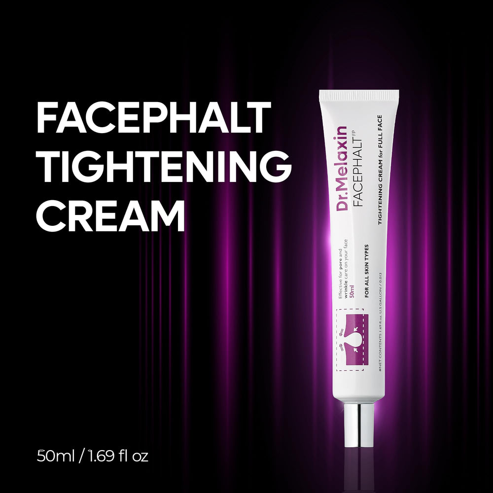 Dr. Melaxin Face Phalt Tightening Cream texture closeup highlights creamy, easy-to-apply formula