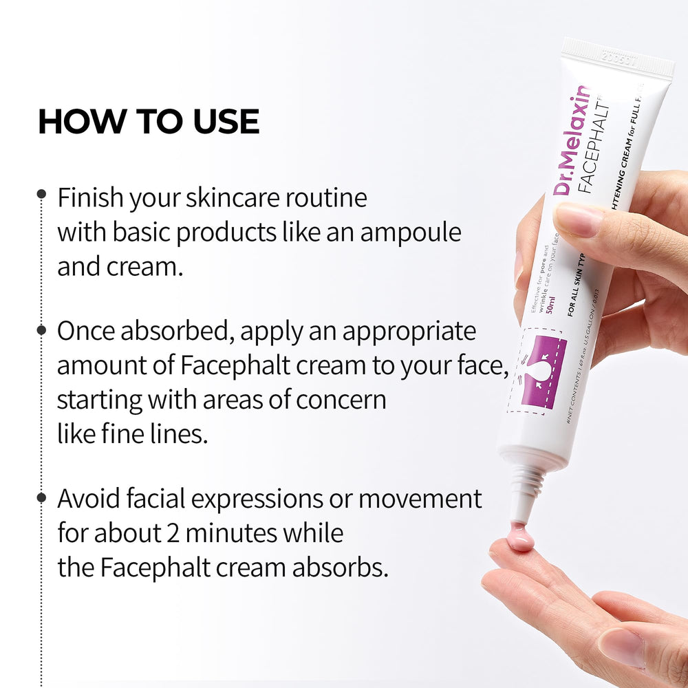 Dr. Melaxin Face Phalt Tightening Cream on a wrinkle-prone area concept image