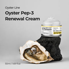 Dr.Melaxin Oyster Pep3 Renewal Cream jar open showing smooth texture