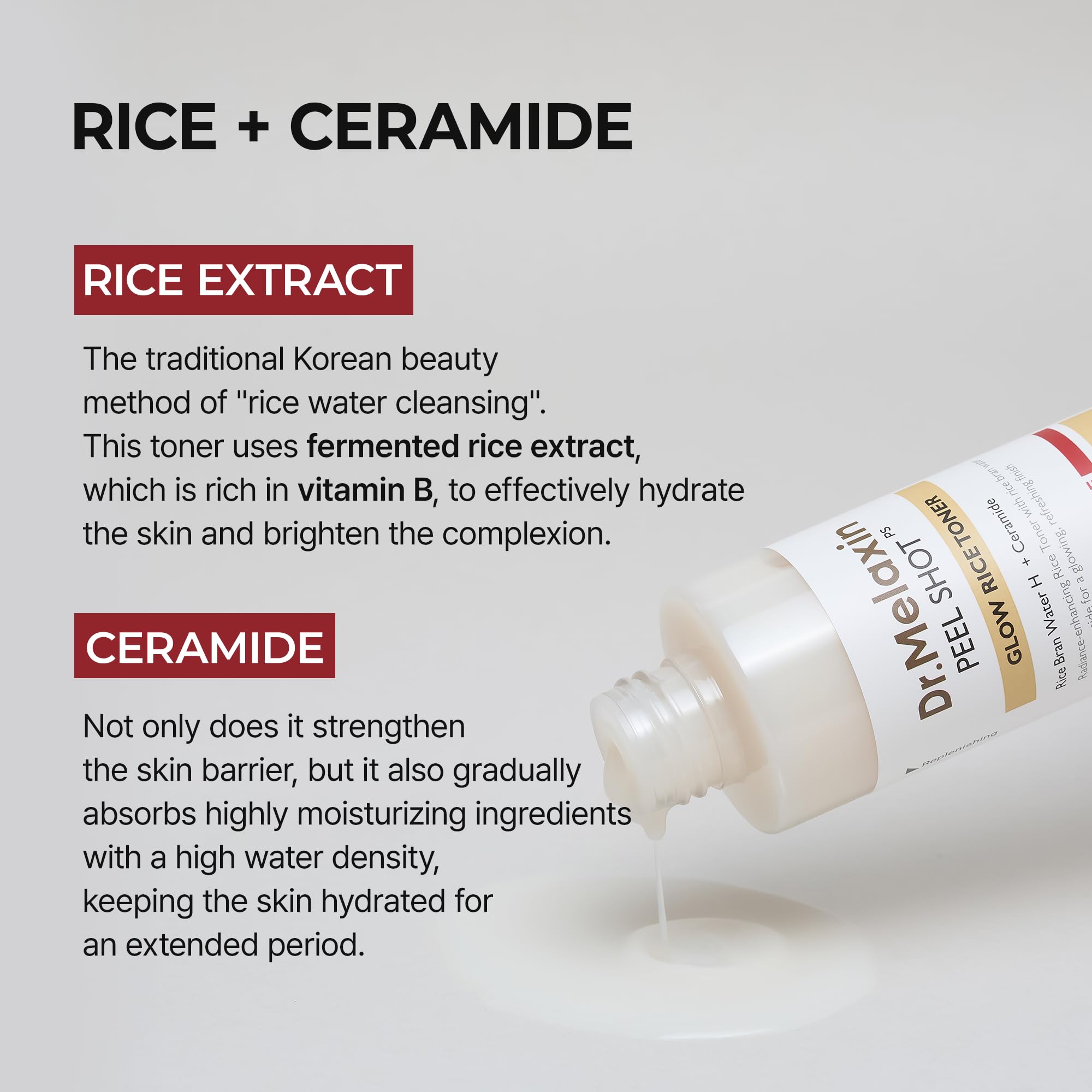 Fermentation-ingredients on label of Dr.Melaxin toner for nourishing hydration