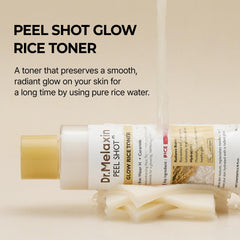Dr.Melaxin Peel Shot Glow Rice Toner pump-dispense on clean background