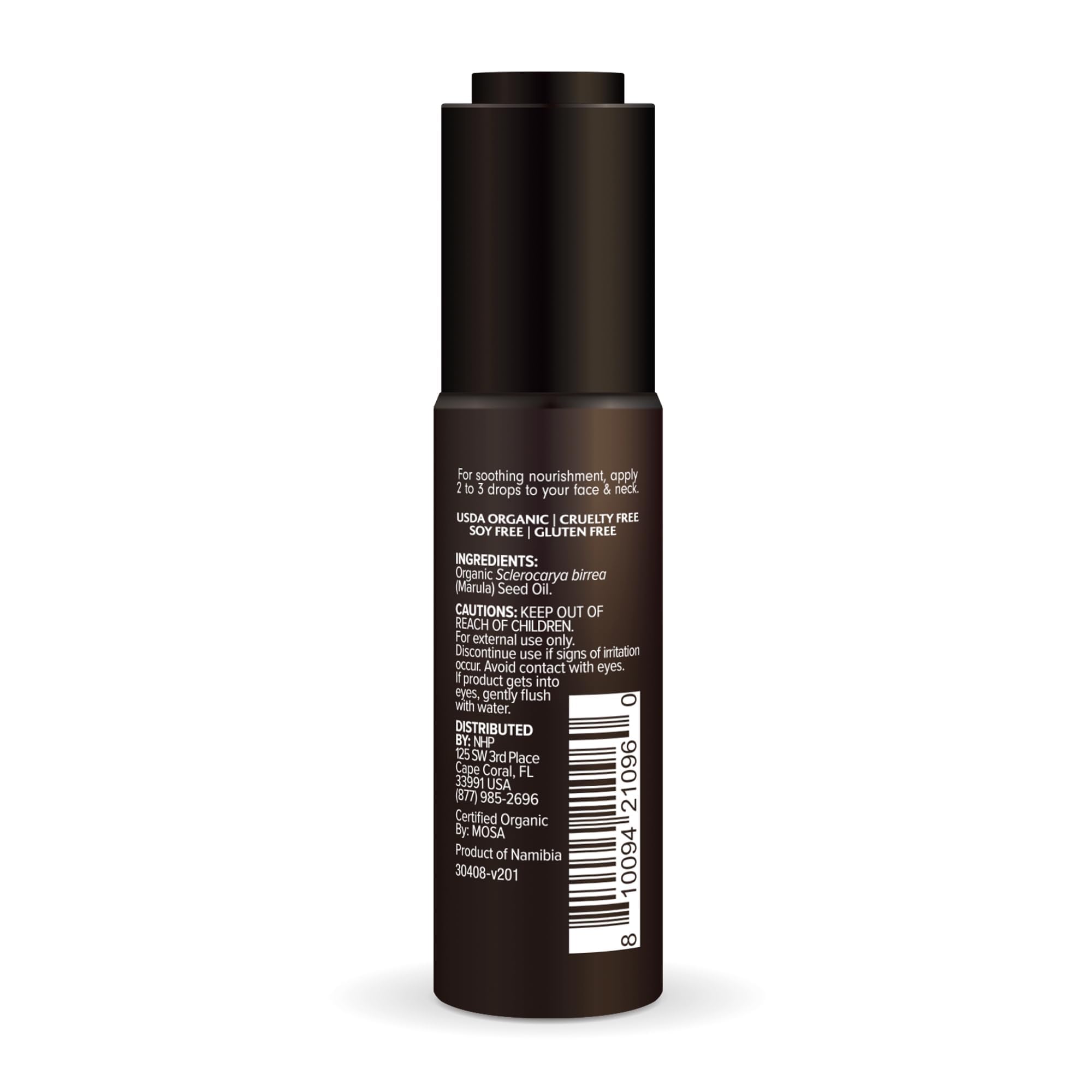 Dr. Mercola Ola Botanicals marula oil texture close-up showing silky application.