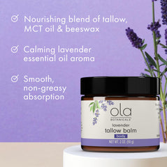 Lavender-infused balm bottle with calming scent for everyday care.