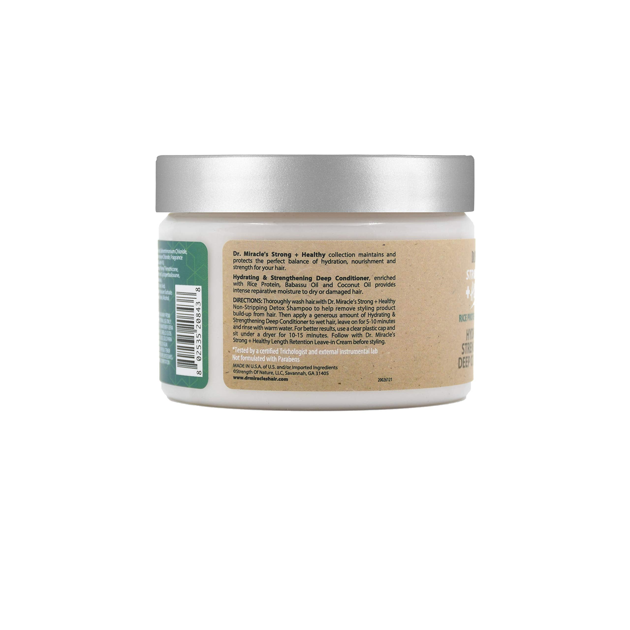 Dr. Miracle's conditioner label close-up with ingredient highlights.