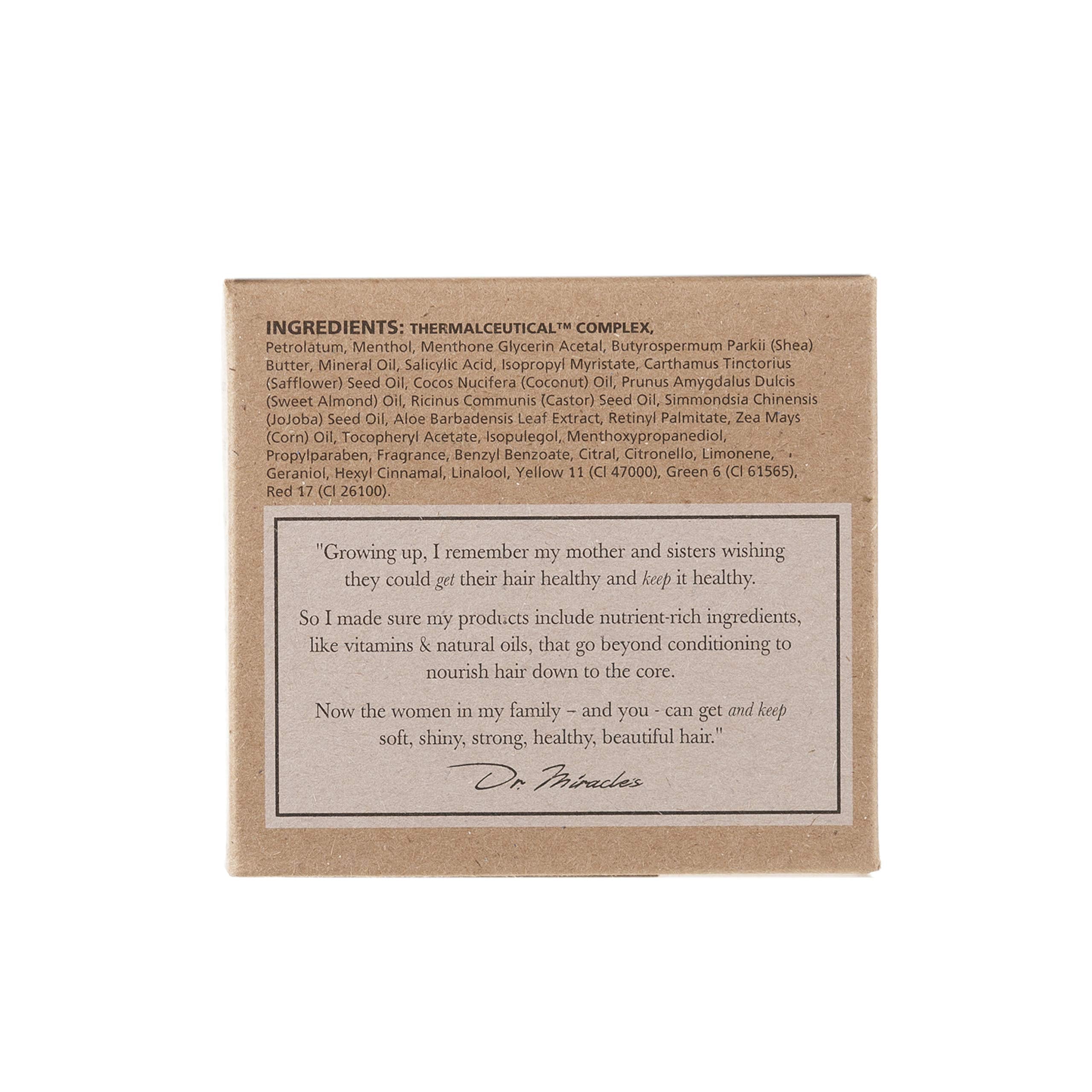 Dr. Miracle's Gro Oil amber bottle close-up, packaging for hair and scalp nourishment