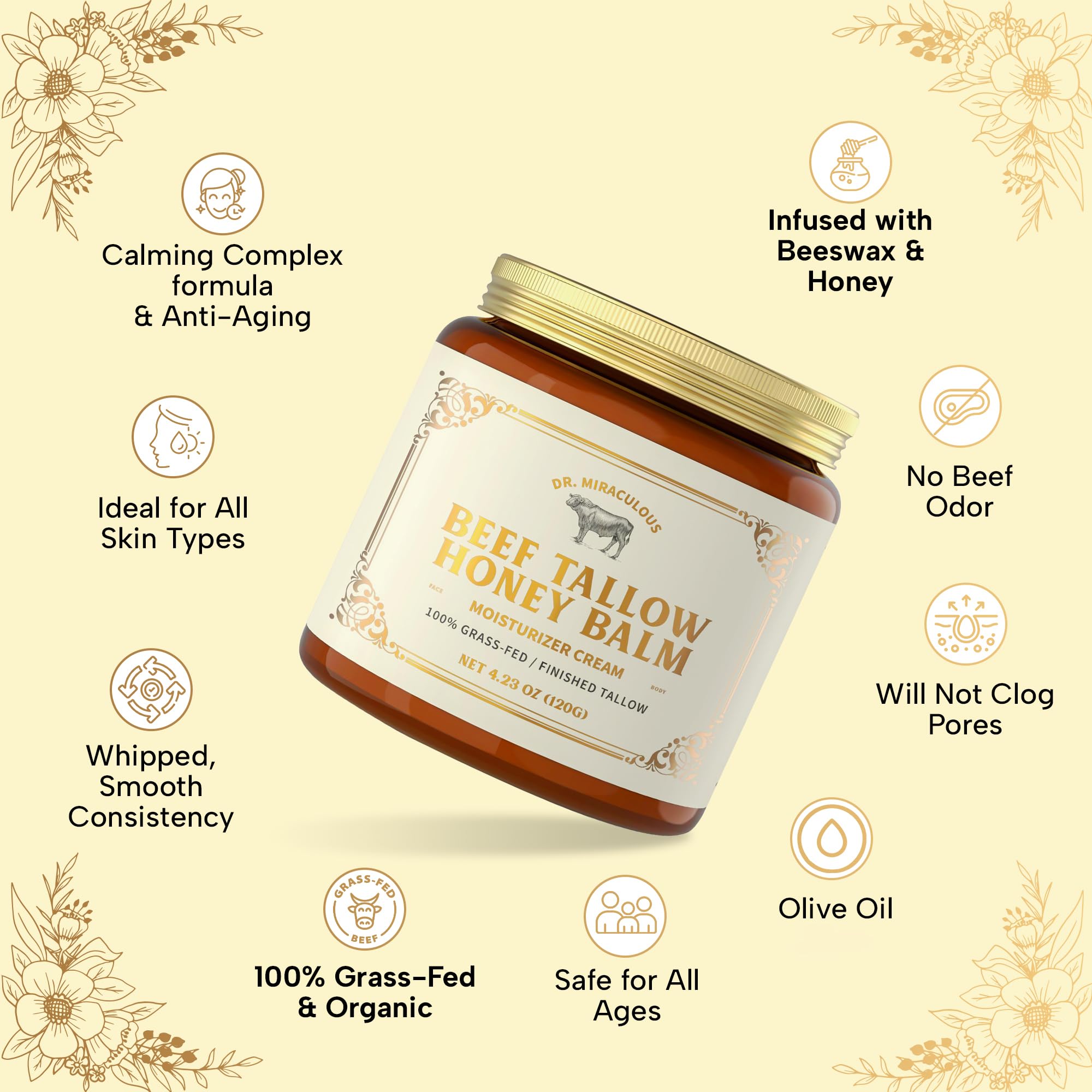 Dr. Miraculous honey balm applied to skin demonstrating calming hydration on the face.