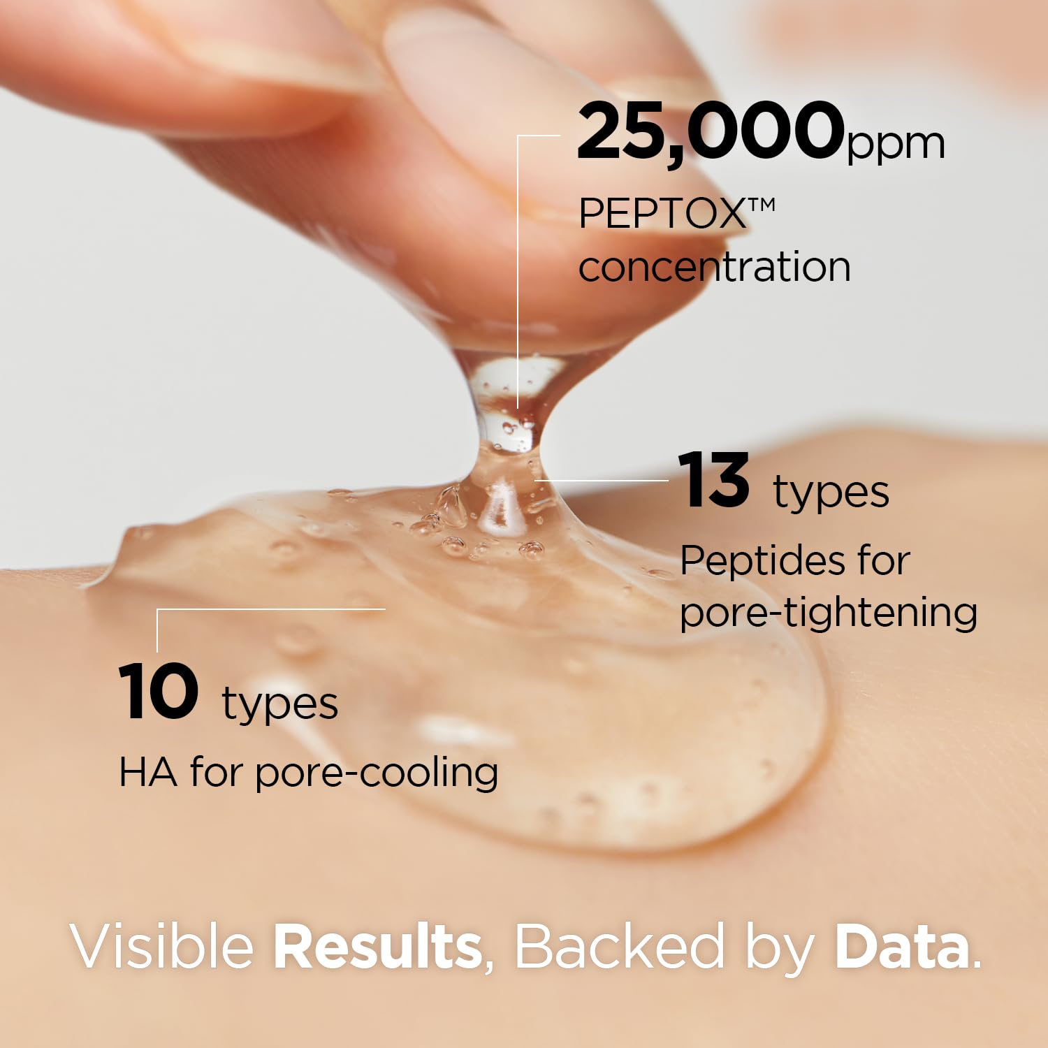 Close-up of Dr.nineteen V.Peptox Jelly Toner jelly texture highlighting hydration