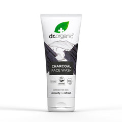 Dr Organic Charcoal Face Wash bottle front view showing clean, deep-cleansing focus