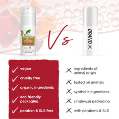 Dr. Organic Pro Collagen Plus Biotin Hyaluronic Acid close-up illustrates elasticity-boosting ingredients.