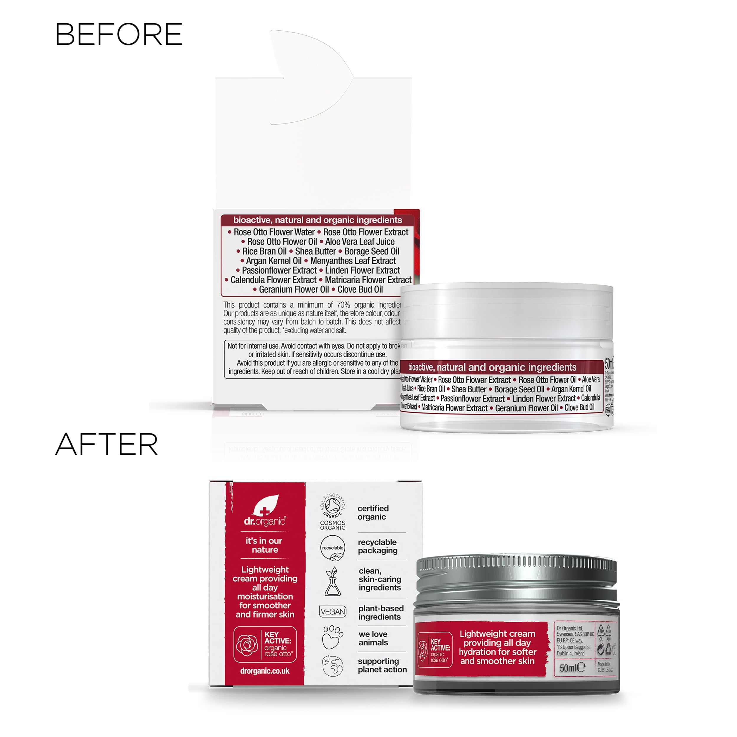 Dr. Organic Rose Otto Day Cream being applied to the face for daily hydration.