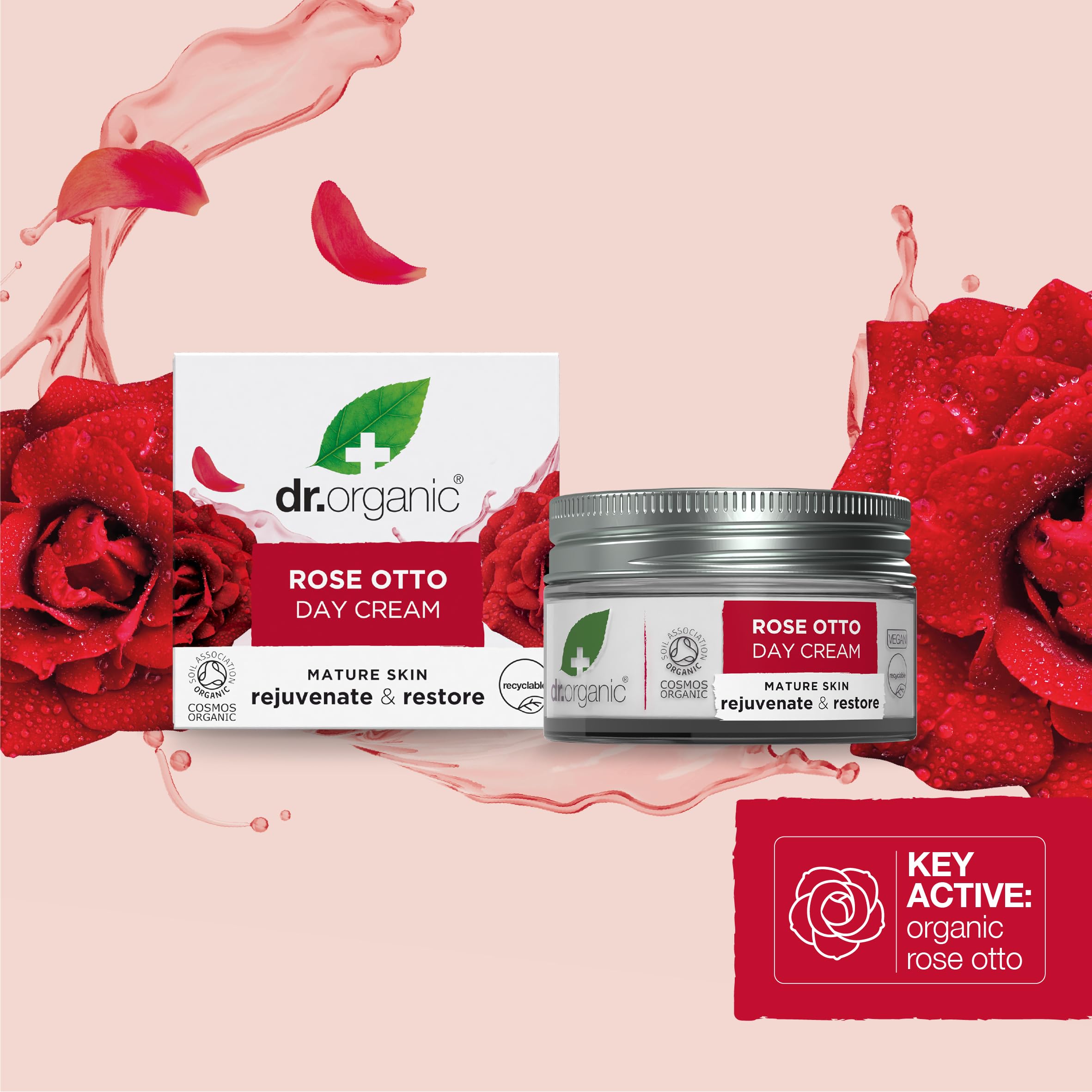 Dr. Organic Rose Otto Day Cream 50 mL tube ready for everyday use.