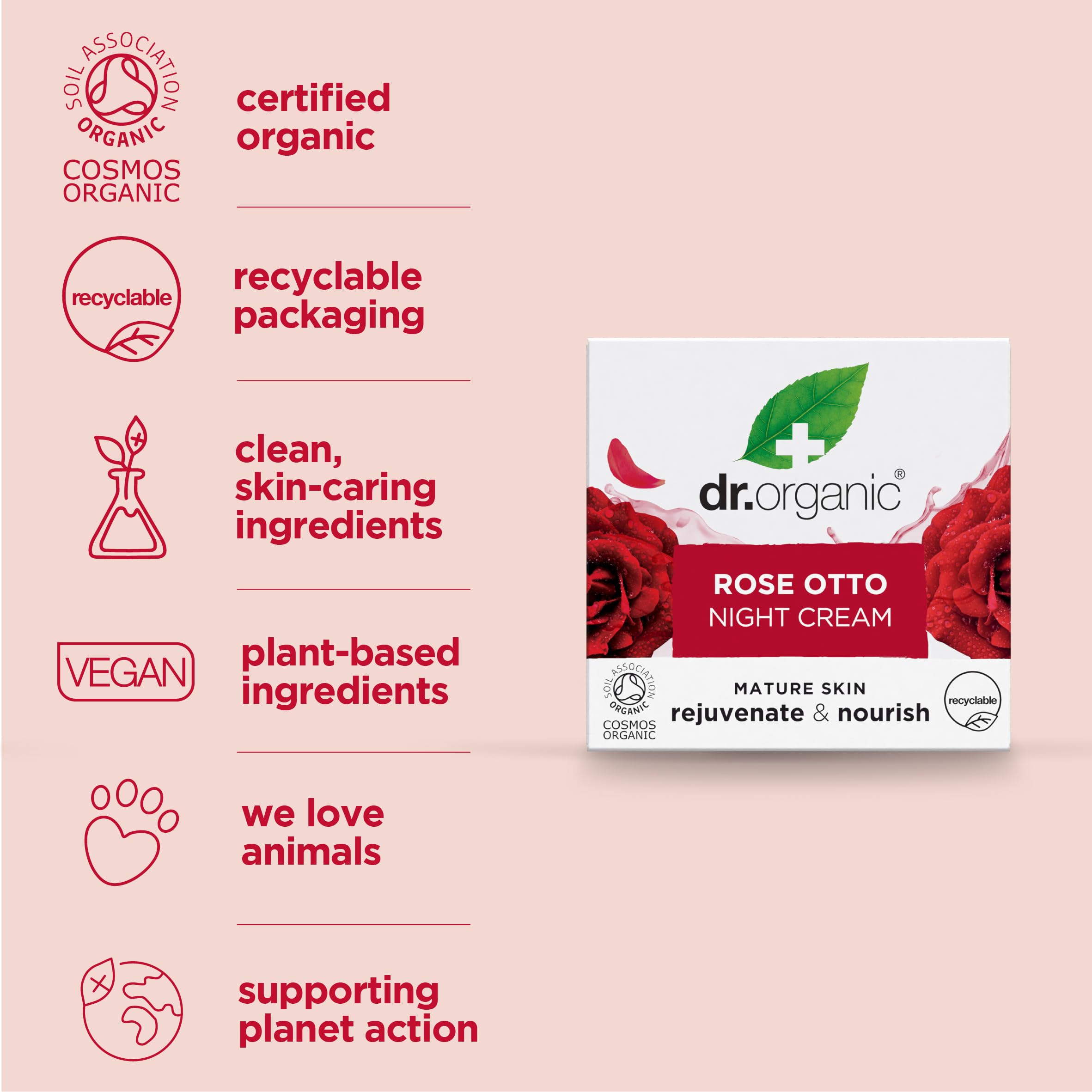 Dr Organic Rose Otto Night Cream being applied during skincare routine