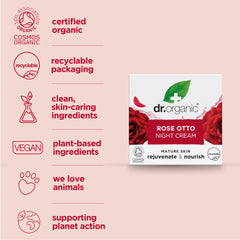 Dr Organic Rose Otto Night Cream being applied during skincare routine