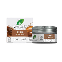 Dr. Organic Snail Gel Face Cream jar closeup showing creamy texture for moisturization