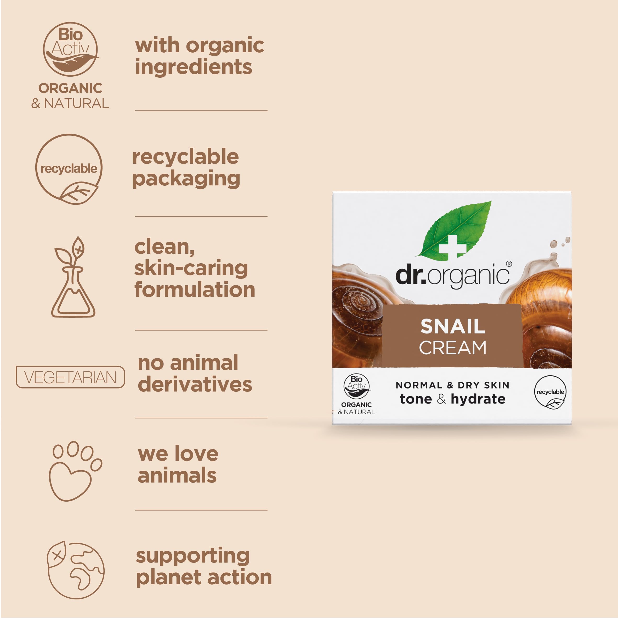 Dr. Organic Snail Gel Face Cream texture closeup highlighting smooth absorption
