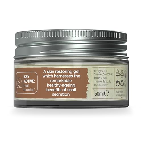 Texture close-up showing the gel's smooth, translucent finish with Dr. Organic Snail Gel