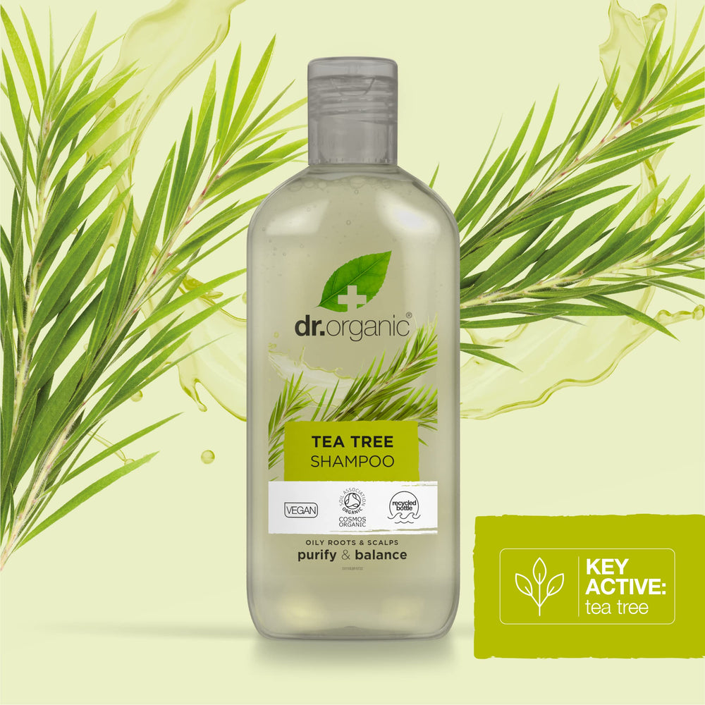 Rich lather forming with Dr. Organic Tea Tree Shampoo in the shower