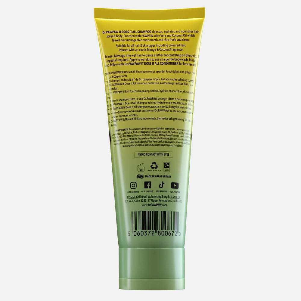 Dr. PAWPAW It Does It All Conditioner with mango and aloe for nourishing care.