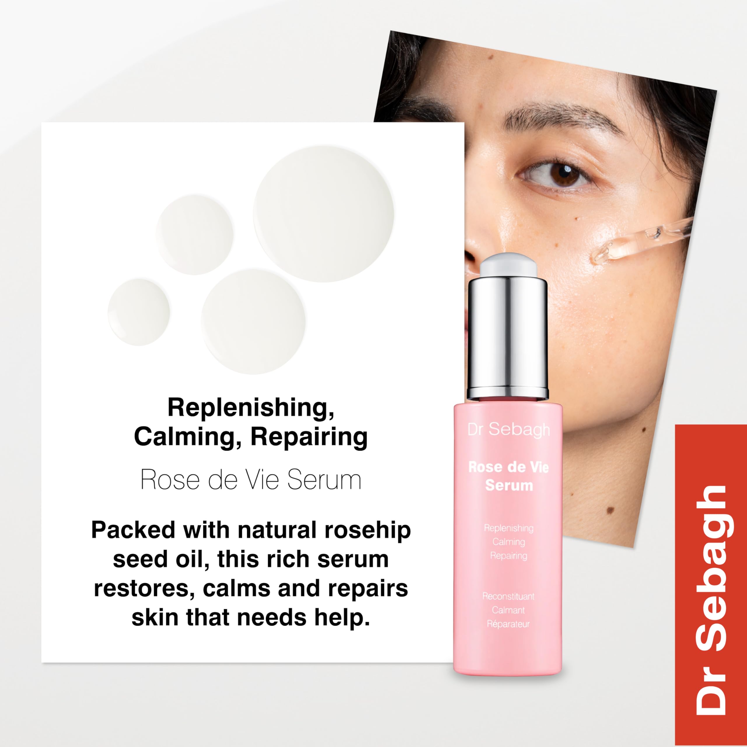 Dr Sebagh Rose de Vie Serum calms redness on sensitive or mature skin.