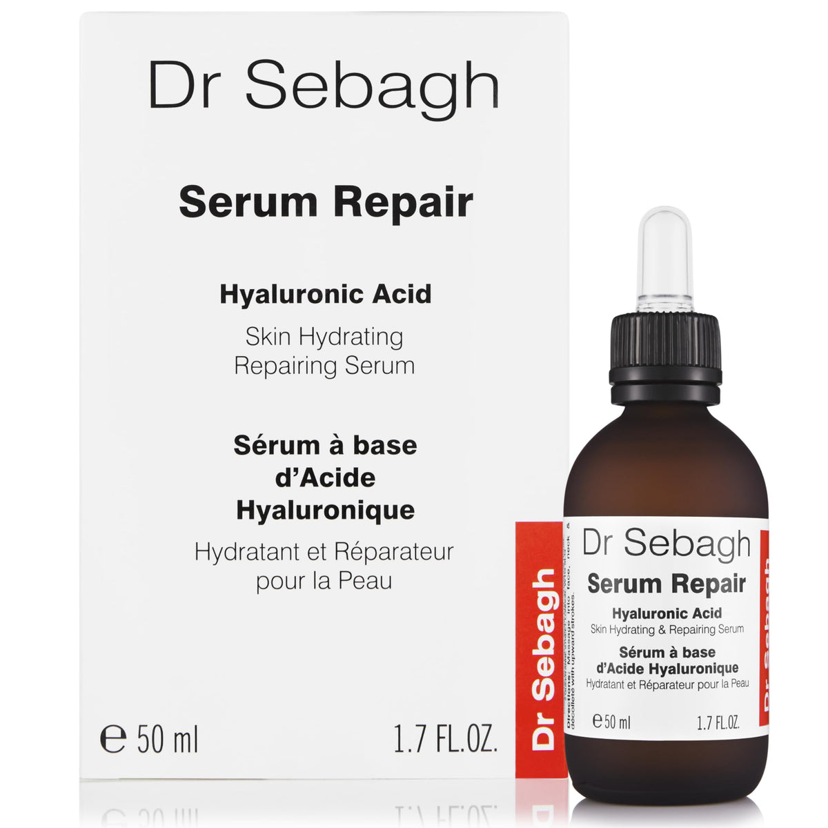 Dr Sebagh Serum Repair bottle with pump delivers deep hydration.