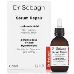 Dr Sebagh Serum Repair bottle with pump delivers deep hydration.