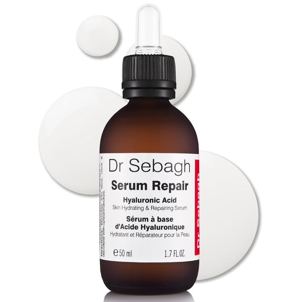Close-up of Dr Sebagh Serum Repair texture for a smooth, hydrated glow.