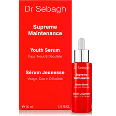 Dr Sebagh Supreme Maintenance Youth Serum bottle on a bathroom counter for daily use