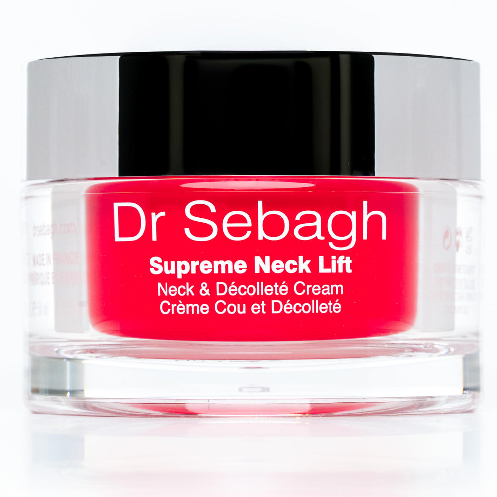 Dr Sebagh Supreme Neck Lift bottle shows premium neck firming formulation