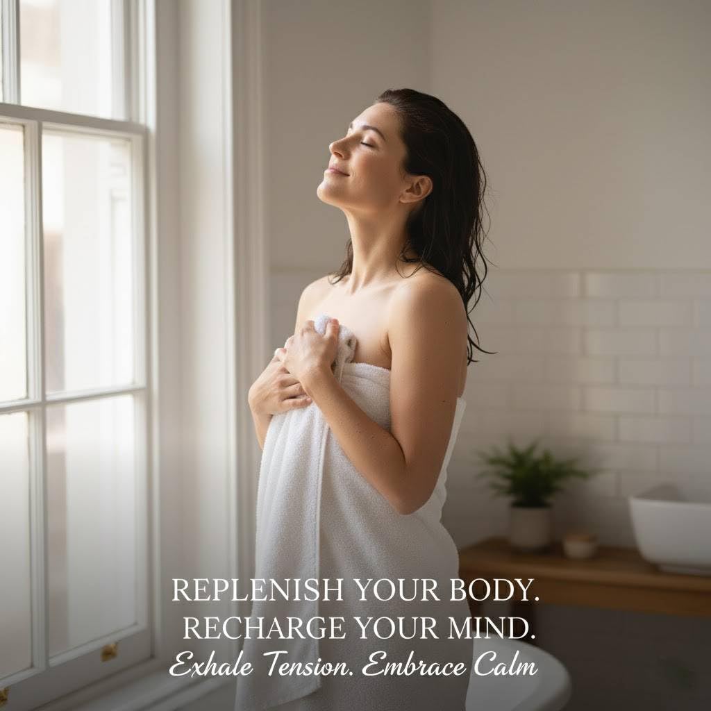 Steam rising as essential oils release in Dr. Singha's bath