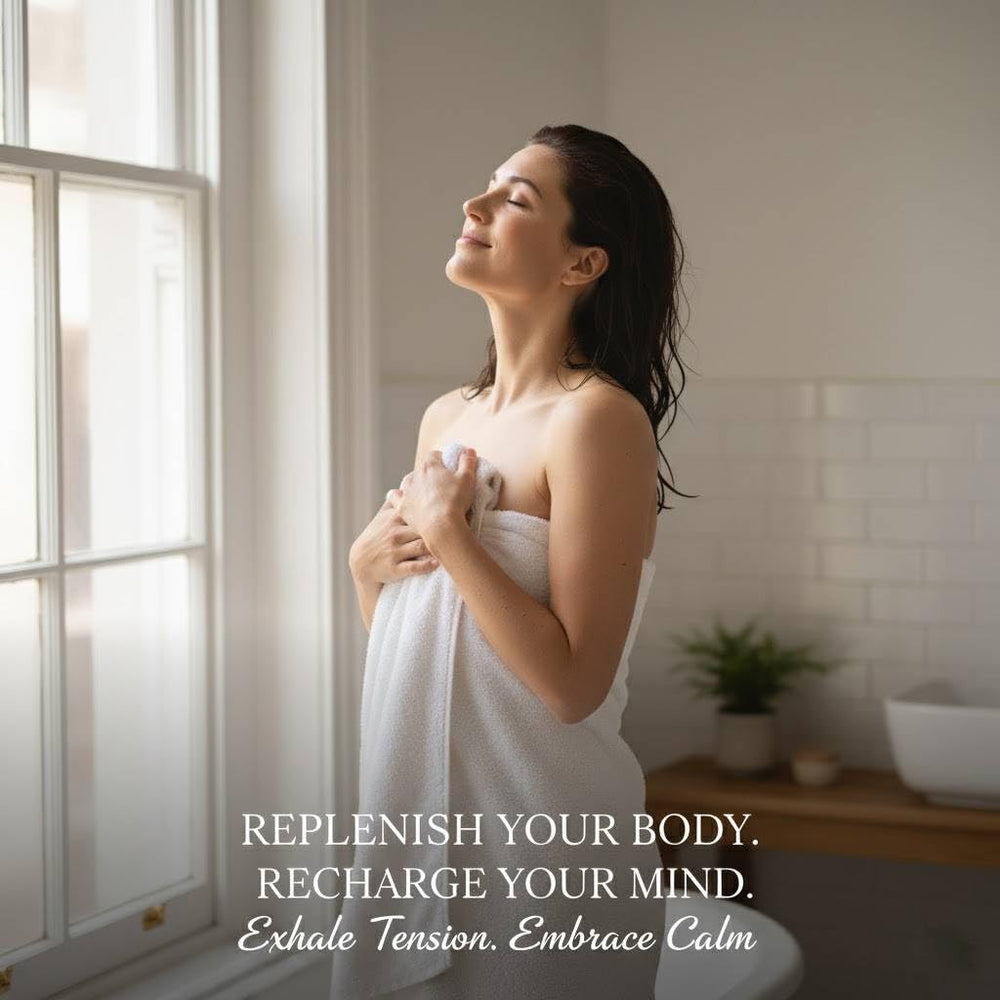 Steam rising as essential oils release in Dr. Singha's bath
