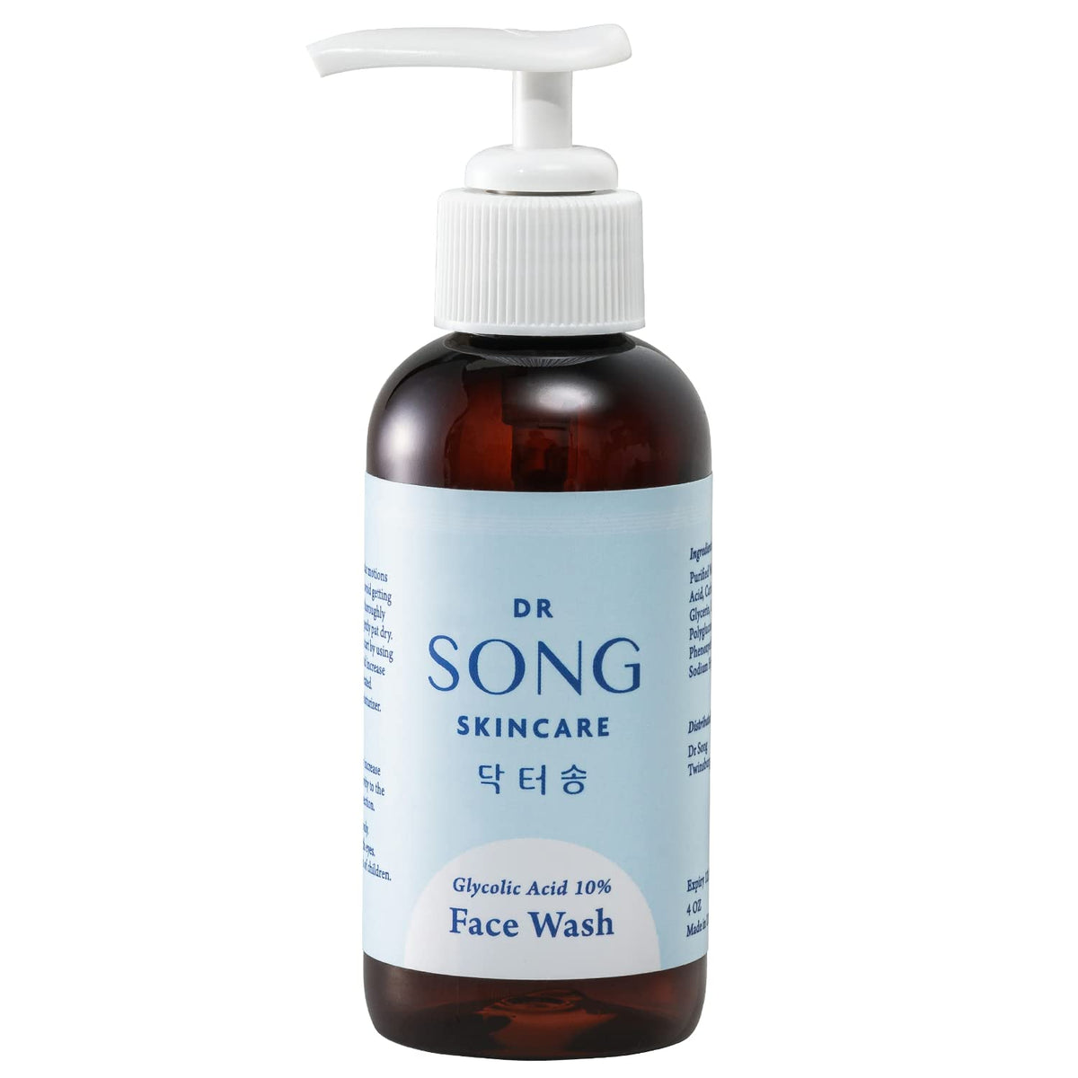 Dr Song Glycolic Face Wash bottle pour highlights gentle exfoliation for smoother skin