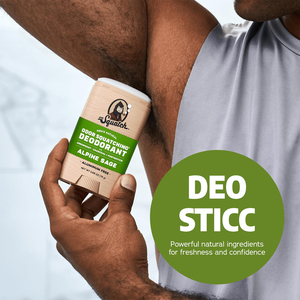 Dr. Squatch Aluminum-Free Care highlight skin-friendly protection daily.