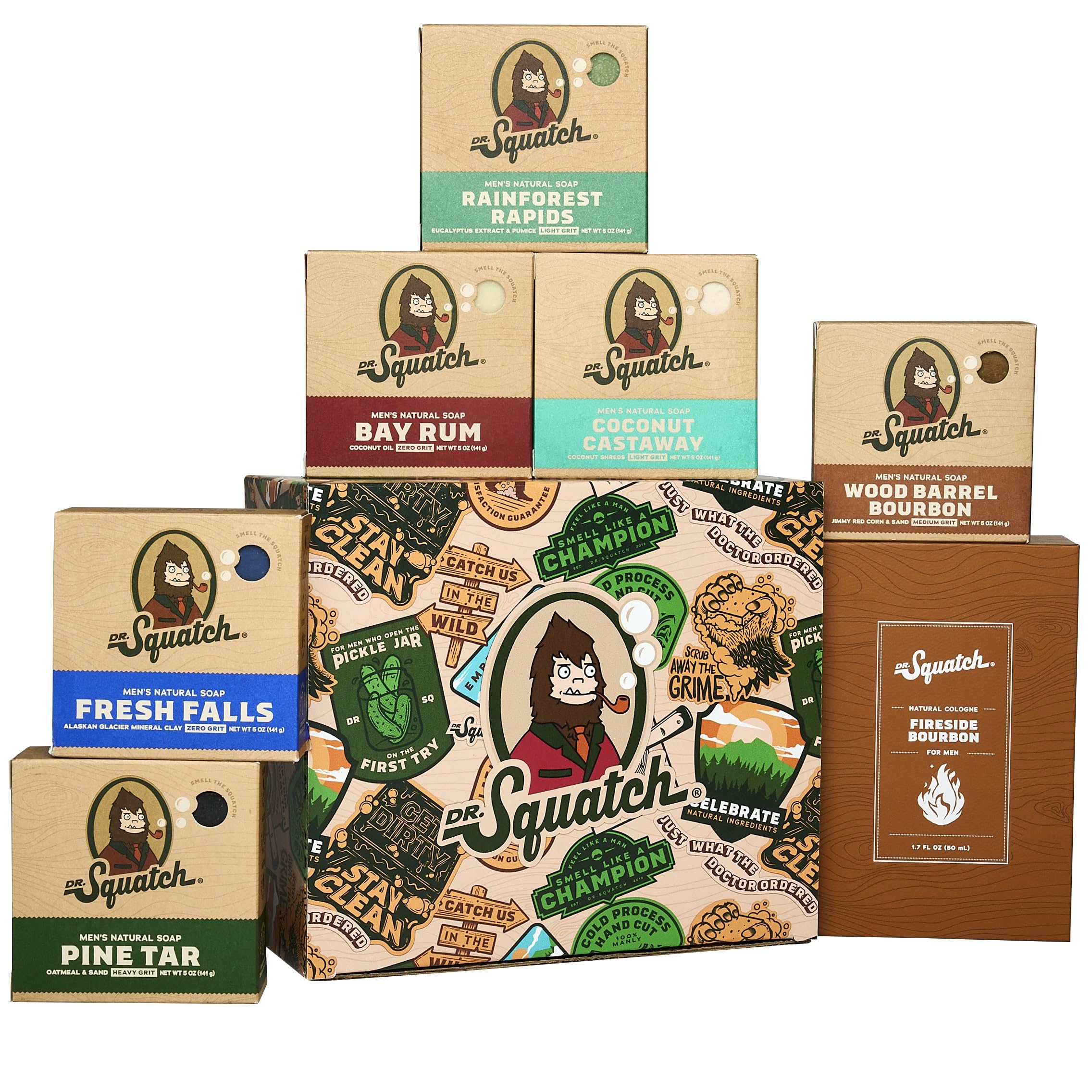 Dr. Squatch Bourbon Soap with a woodsy aroma for smoother skin.