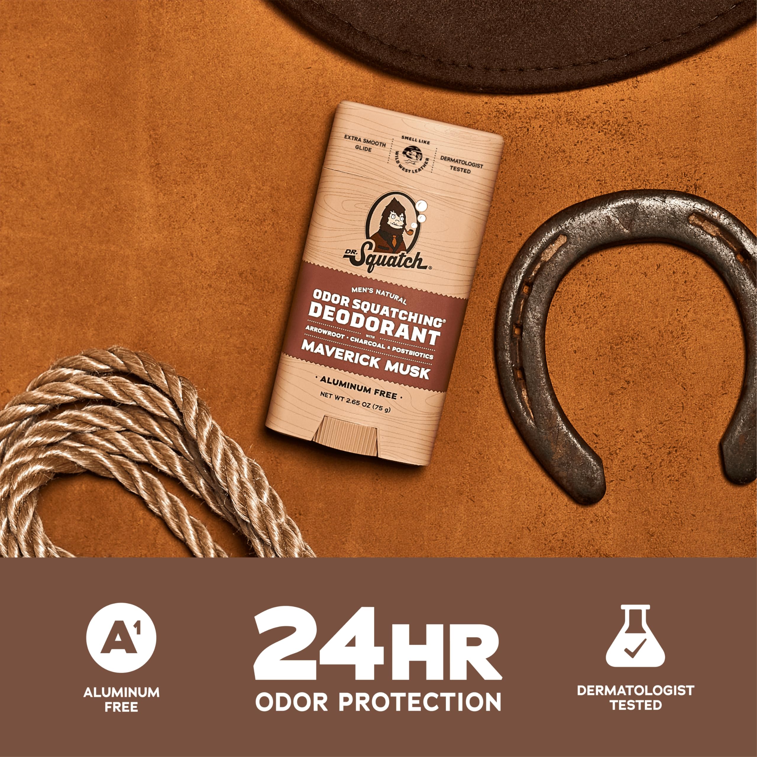 Dr. Squatch Maverick Musk ingredients with charcoal and postbiotics for odor control