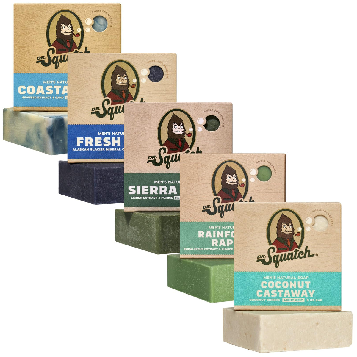 Dr. Squatch Coastal Mist bar soap for men, refreshing scent and cleansing action.