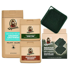 Dr. Squatch Coconut Castaway bottle pour shows rich lather for refreshing cleansing