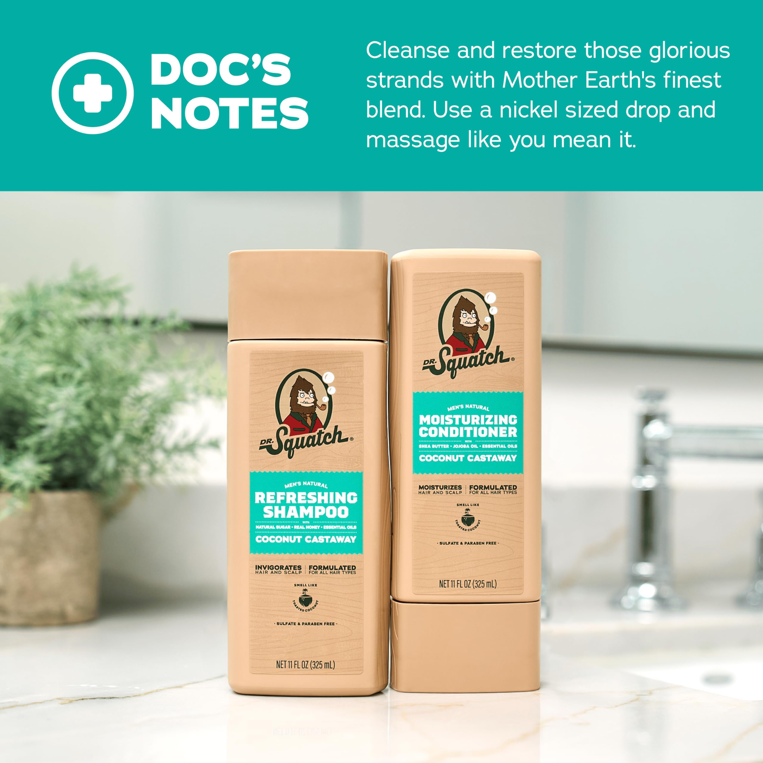 Dr. Squatch conditioner with shea butter delivers softness.