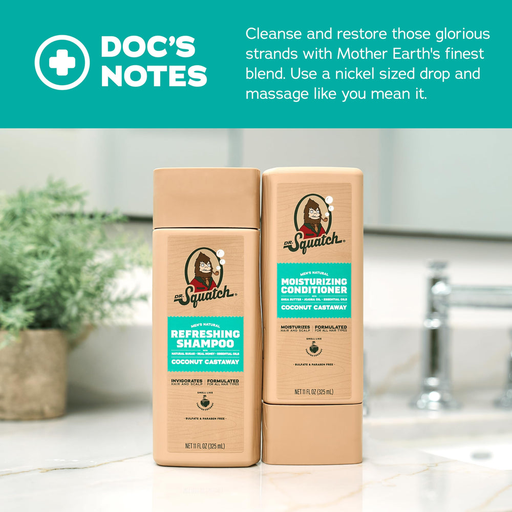 Dr. Squatch conditioner with shea butter delivers softness.