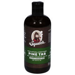 Dr. Squatch pine tar conditioner bottle with a crisp pine scent and gentle hydration