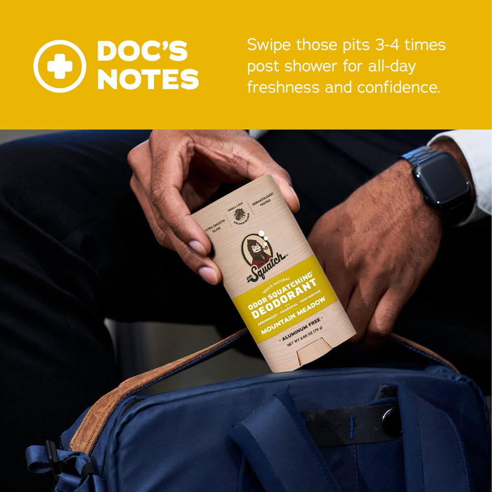 Arrowroot powder in Dr. Squatch deodorant boosts natural moisture management.