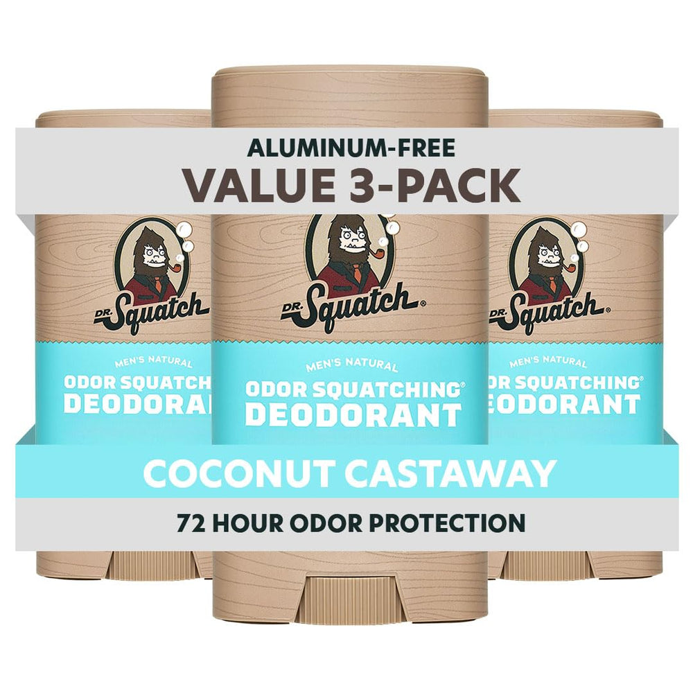 Dr. Squatch Coconut Castaway deodorant stick for long-lasting natural freshness.