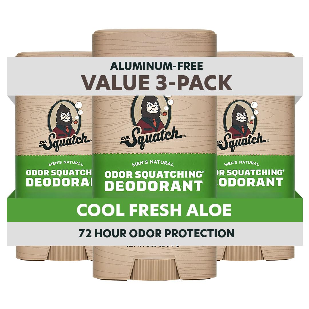 Dr. Squatch Cool Fresh Aloe deodorant stick provides all-day freshness.