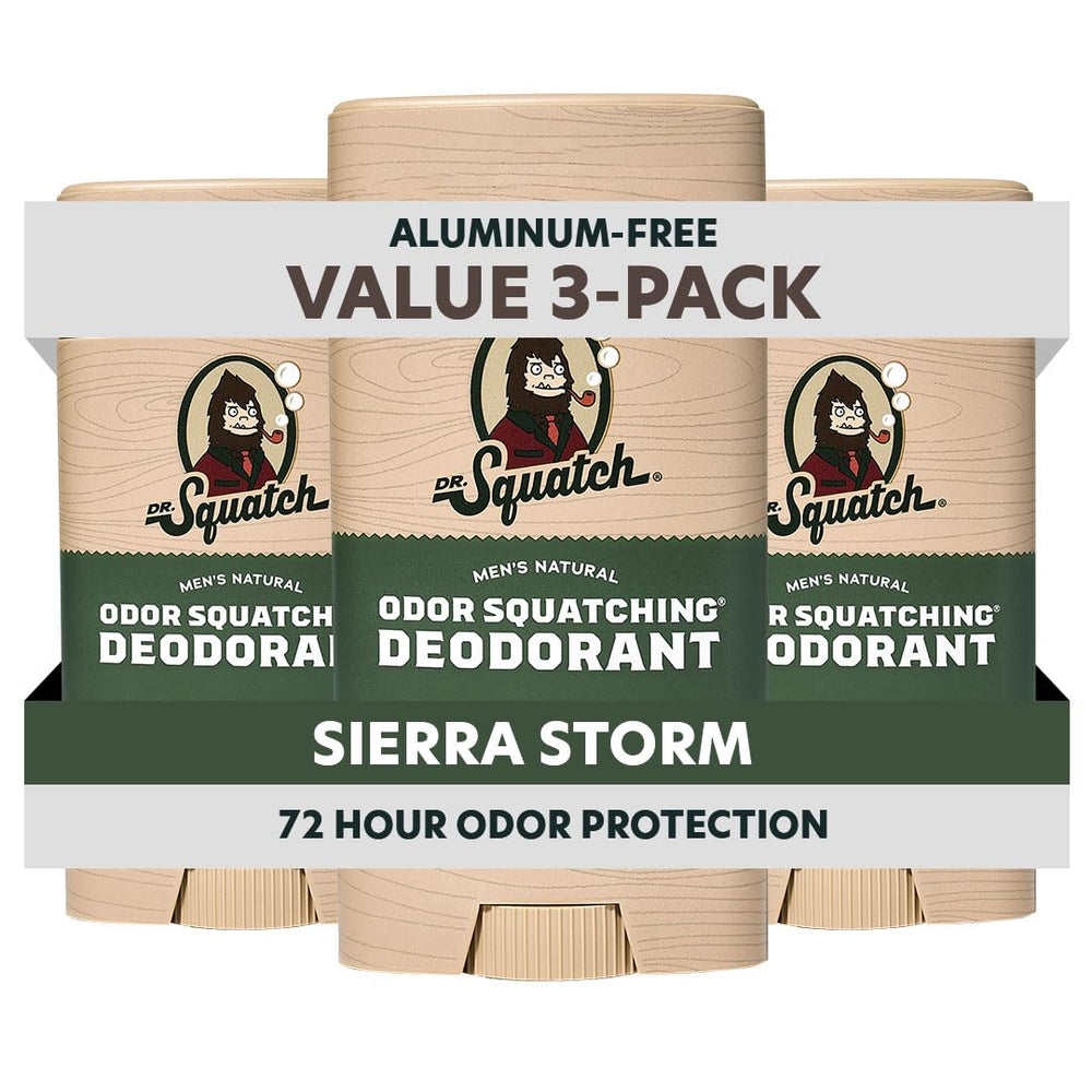 Dr. Squatch Mountain Meadow deodorant pack shot highlights aluminum-free protection and natural fragrance.