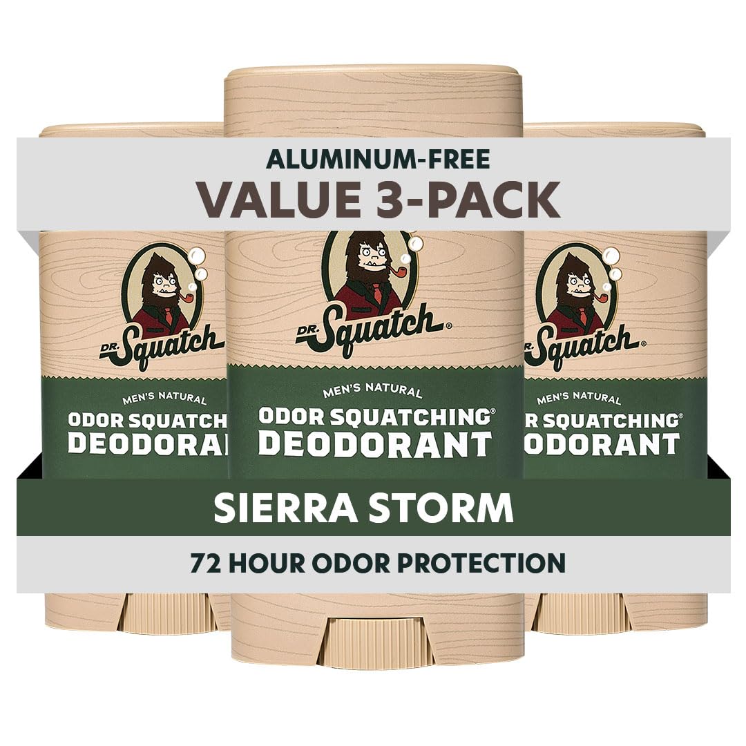 Dr. Squatch Mountain Meadow deodorant pack shot highlights aluminum-free protection and natural fragrance.