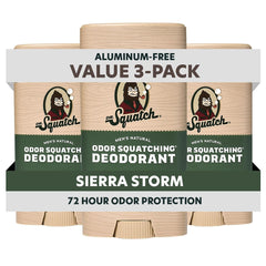 Dr. Squatch Mountain Meadow deodorant pack shot highlights aluminum-free protection and natural fragrance.