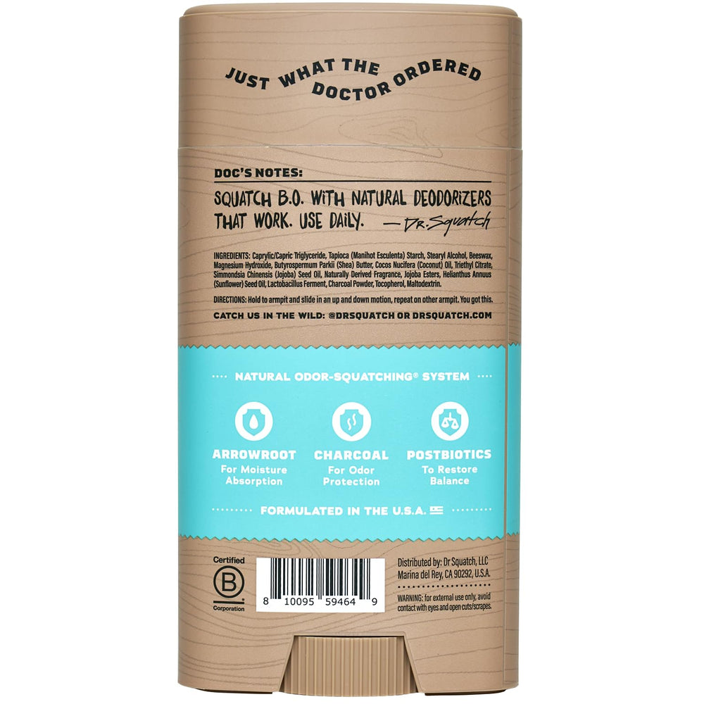 Dr. Squatch triple-pack deodorant packaging front view.