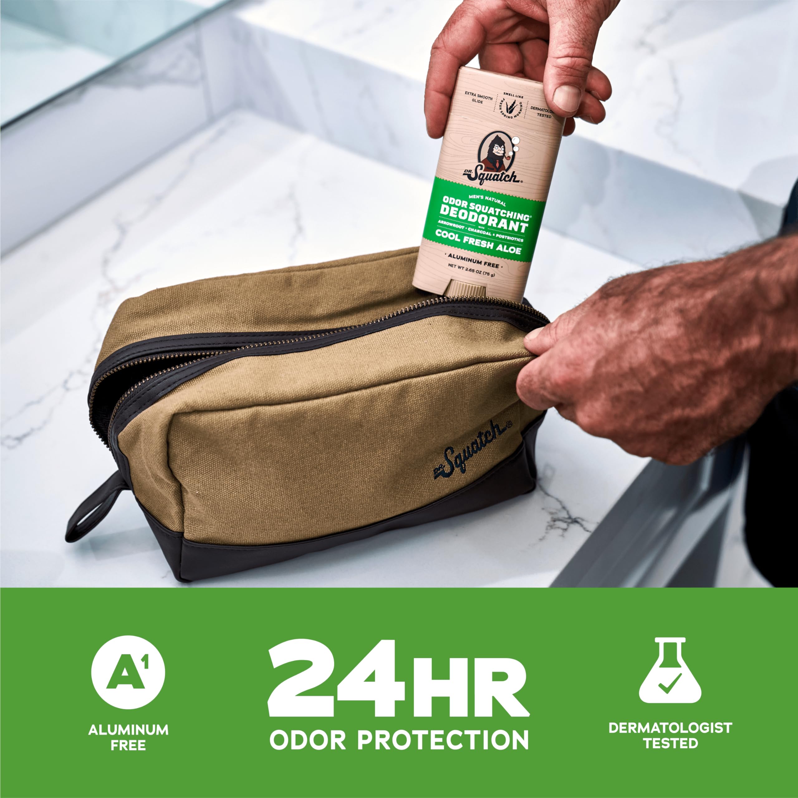 Dr. Squatch postbiotics blend supports skin-friendly odor management.