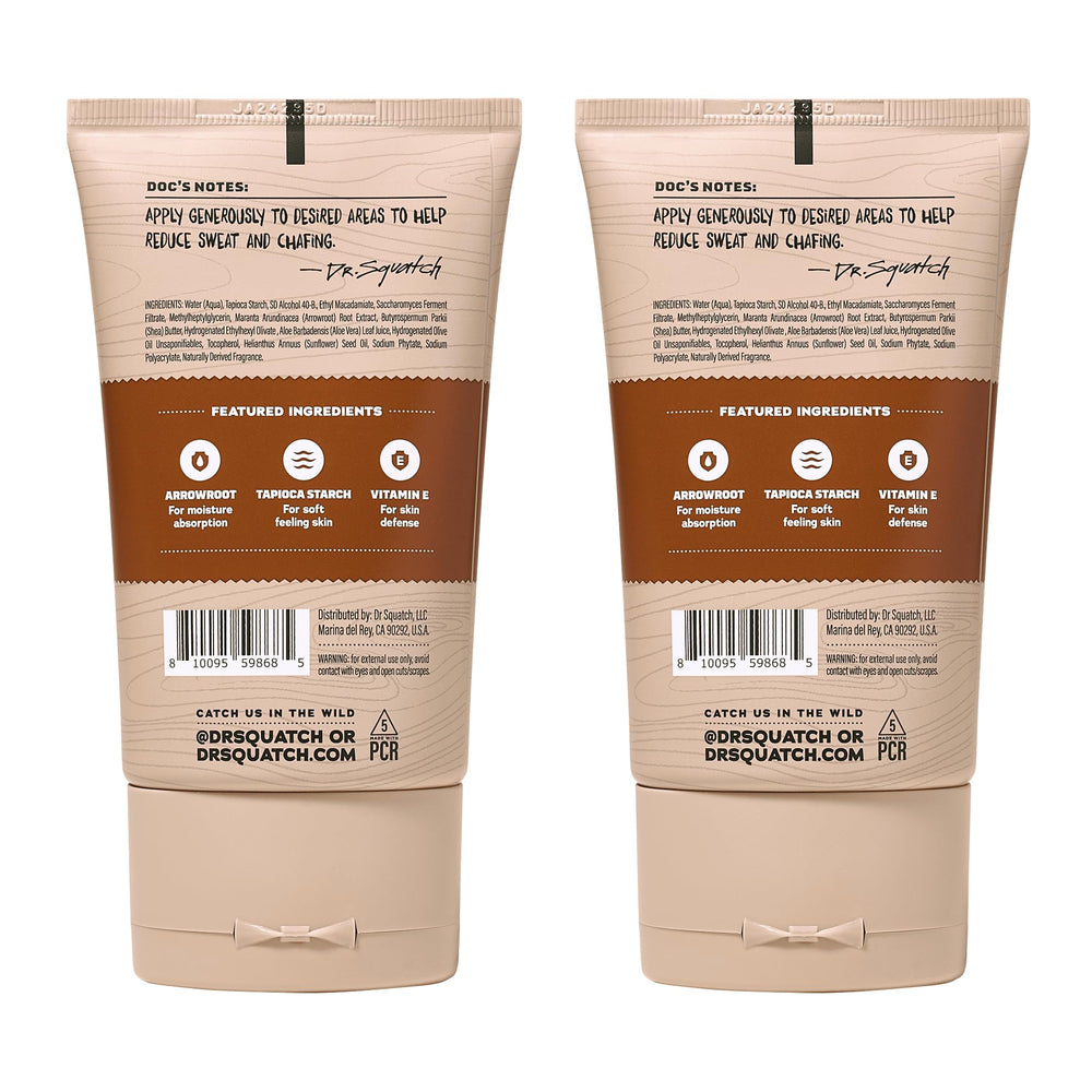 Dermatologist-tested Dr. Squatch deodorant label for skin compatibility